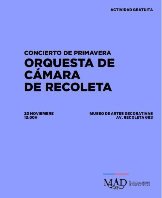 Afiche informativo concierto orquesta 22 de noviembre 12:00