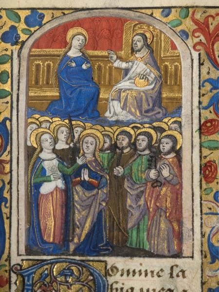 Coronación de la Virgen y séquito de santos y santas