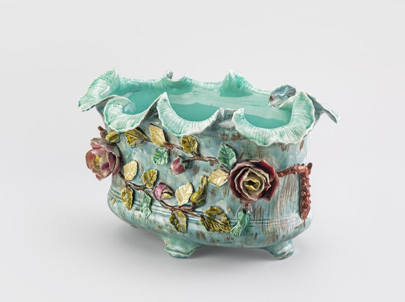 Cachepot o jardinera con motivos vegetales